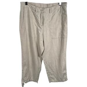 Charter Club Weekend Linen Pants Medium Beige Capri Cropped Casual Vacation